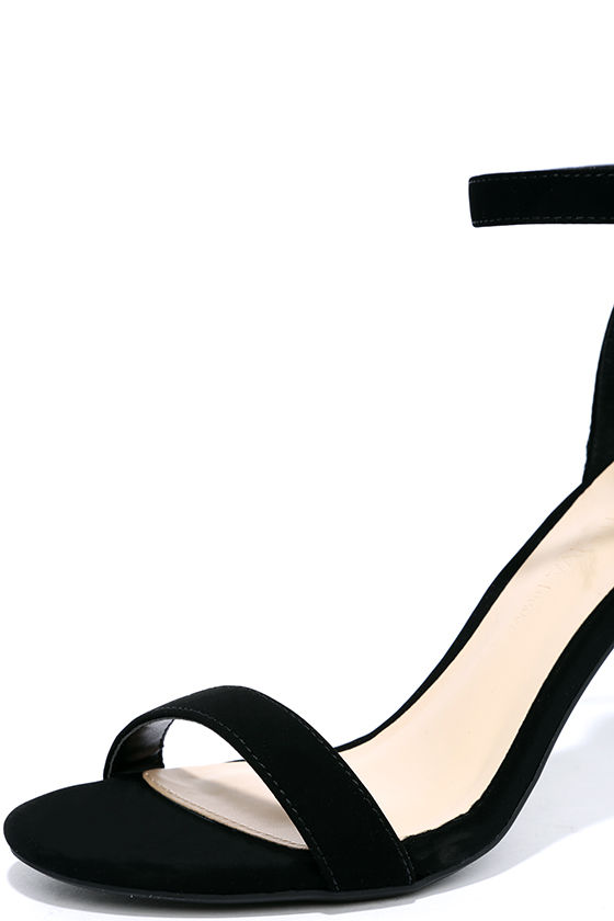 single strap black heels