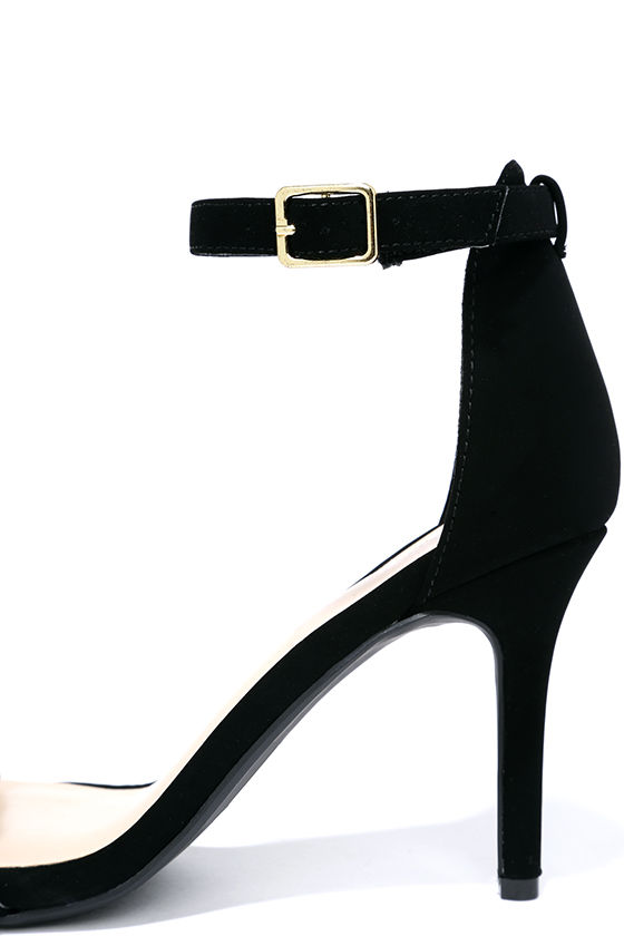 single strap black heels