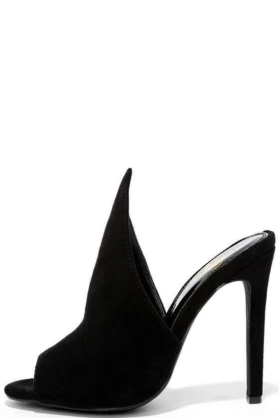 Sexy Black Heels - Vegan Suede Heels - High Heel Mules - $33.00 - Lulus