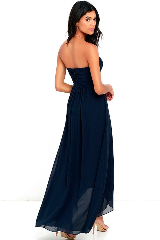 blue high low gown