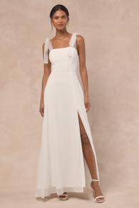 Radiant Romance White Tie-Strap Maxi Dress 2