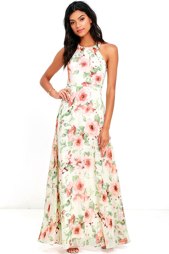 Pretty Ivory Dress - Floral Print Dress - Maxi Dress - $94.00 - Lulus