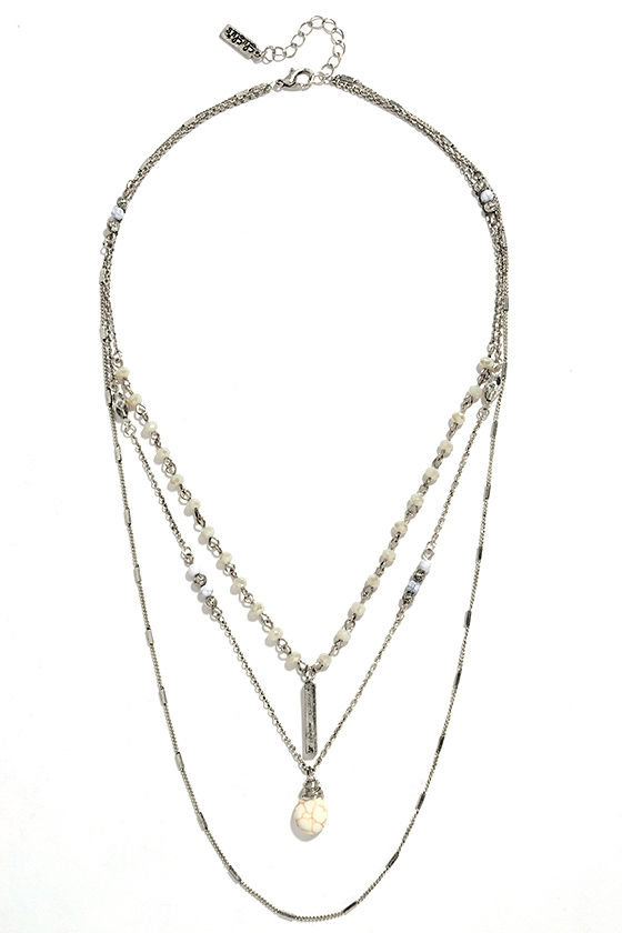 Cute Silver Necklace - Beaded Necklace - Layered Necklace - $14.00 - Lulus