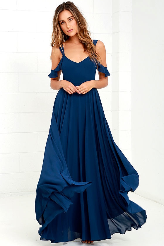 navy blue maxi evening dress