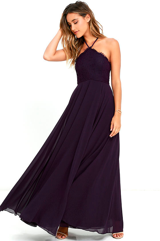Long Sleeve Maxi Dress with Metallic Stripes Accent - Light Purple main image 1