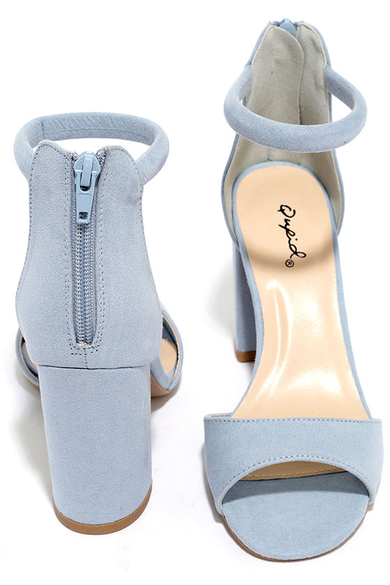 Sidecar Cutie Ash Blue Suede Ankle Strap Heels 2