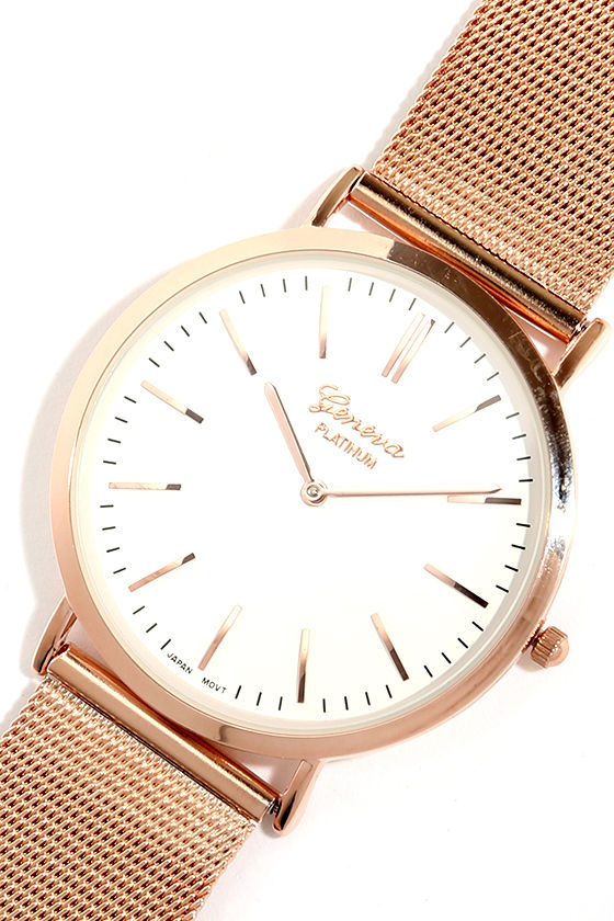 Time Quest Rose Gold and White Watch