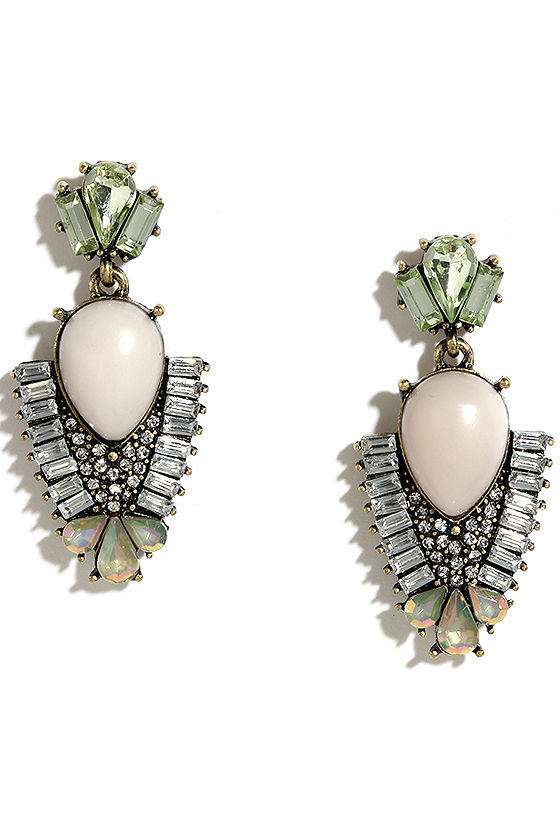 Pretty Light Pink Earrings Rhinestone Earrings Statement Earrings