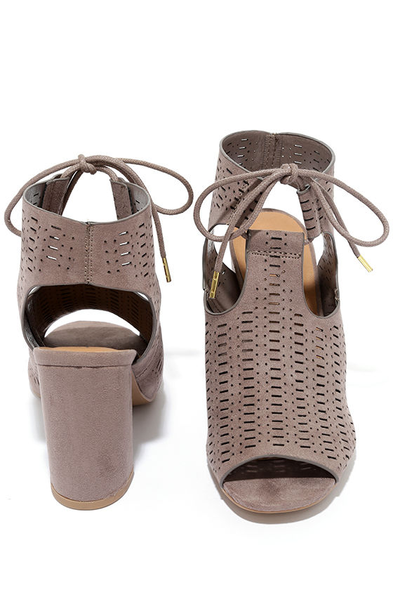 taupe booties high heel