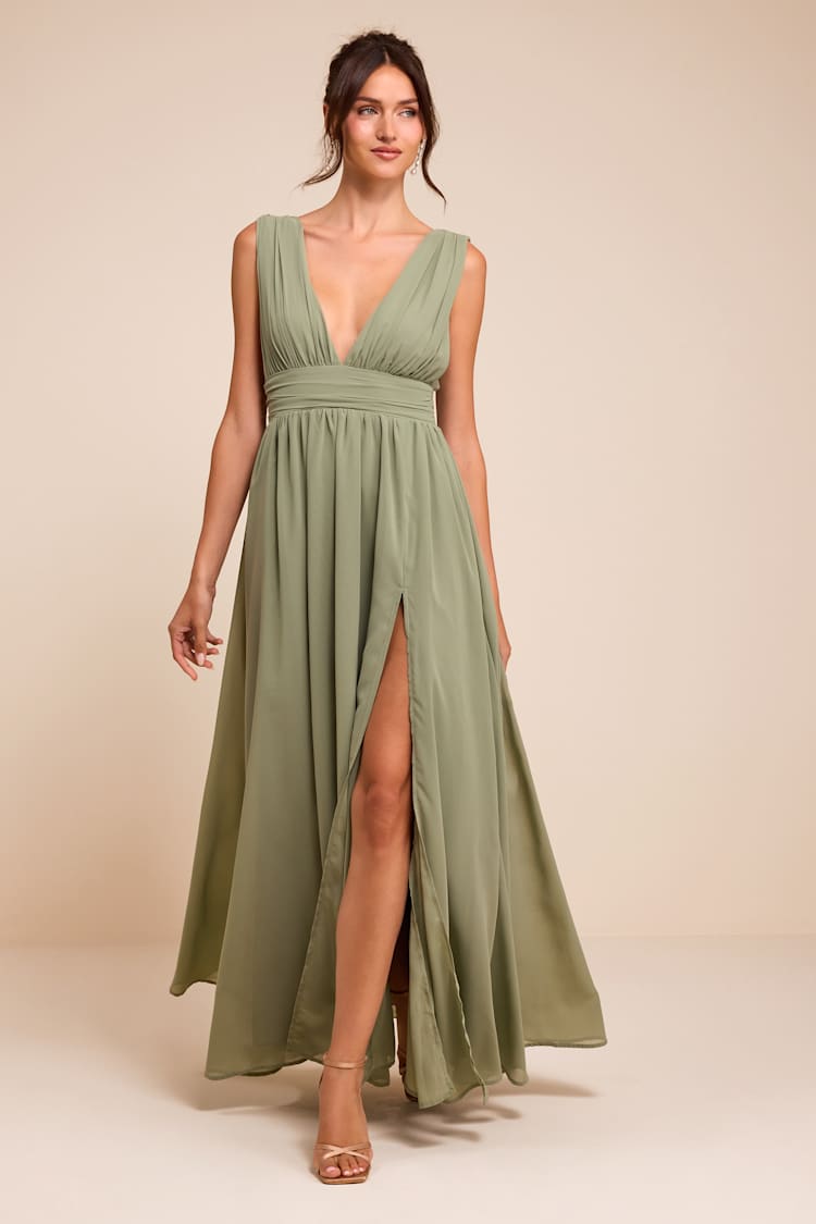 lulus sage green dress Dark Maxi - Lace Cutout Dress - Cap Sleeve Dress Floor length Sage Green Dress - Asymmetrical