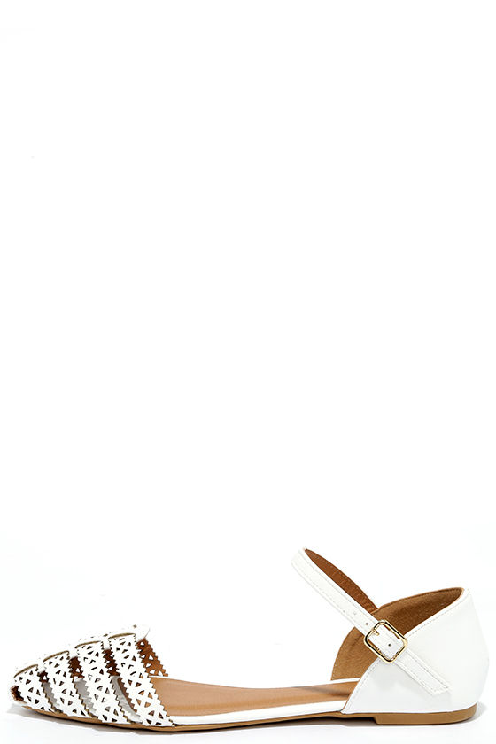 Fun White Flats Cutout Flats Ankle Strap Flats 19.00 Lulus