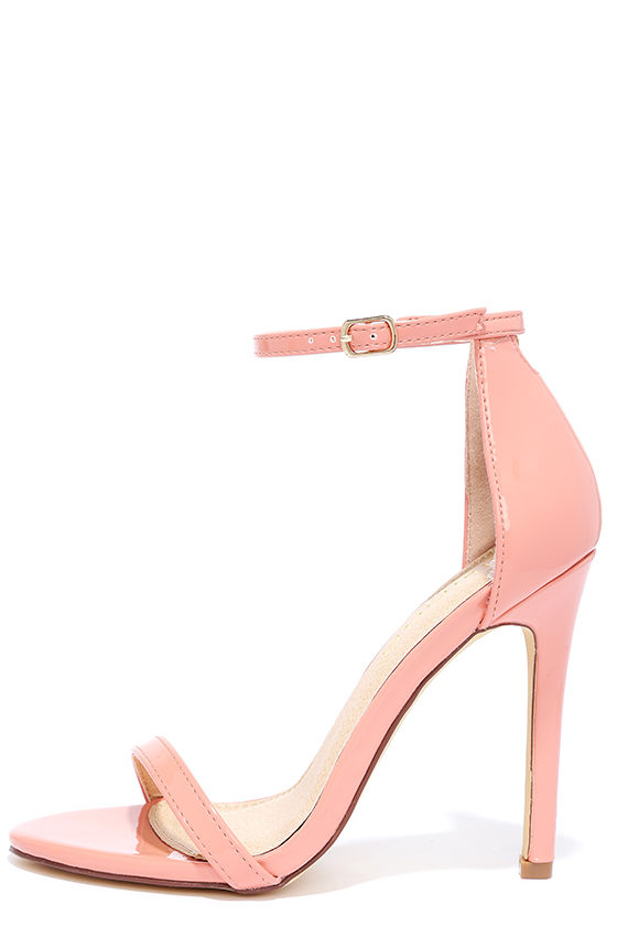 VIP Ticket Blush Patent Ankle Strap Heels