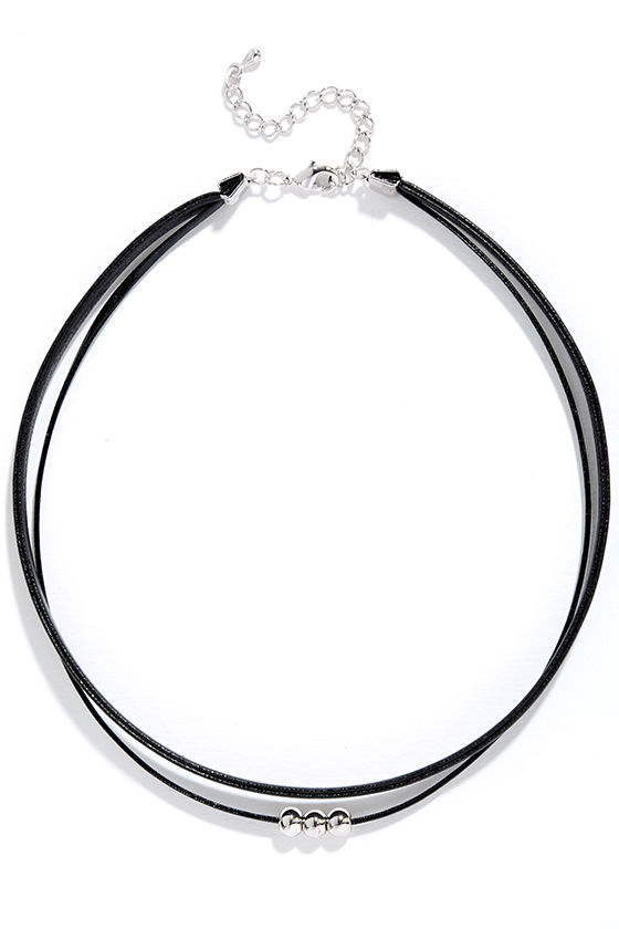 Cool Choker Necklace - Black and Silver Choker - Vegan Cool Choker Necklace - Black and Silver Choker - Vegan