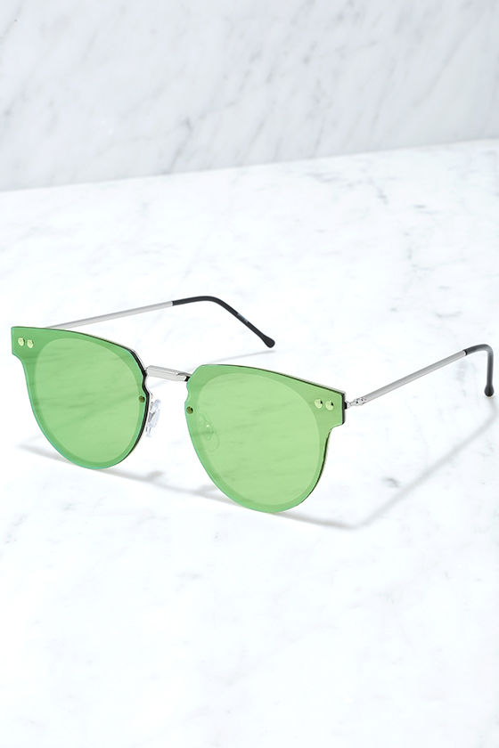 Spitfire Cyber Sunglasses - Silver and Green Sunglasses - Lulus