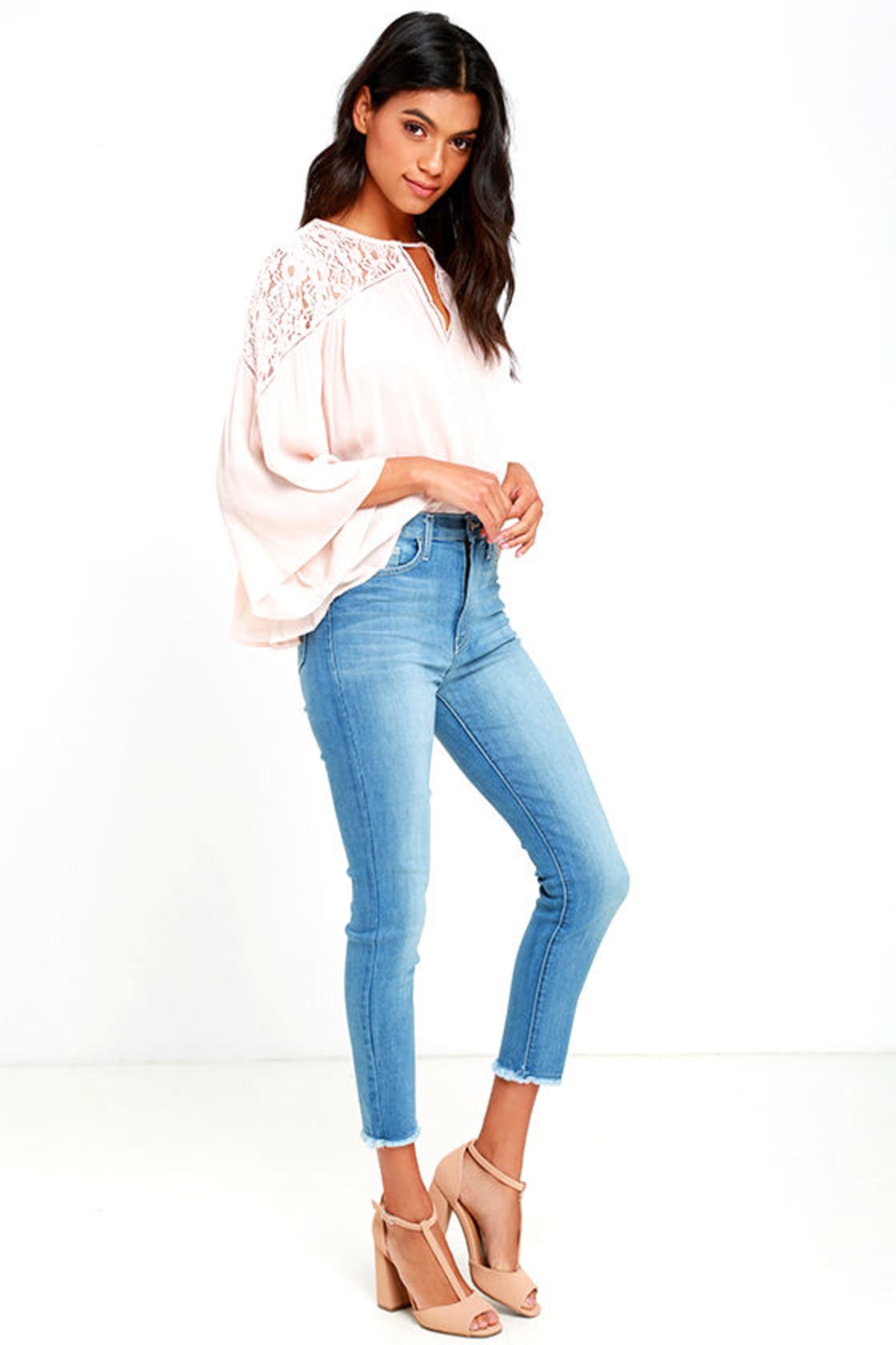 Light Wash Jeans - High-Waisted Jeans - Cropped Jeans - $69.00 - Lulus