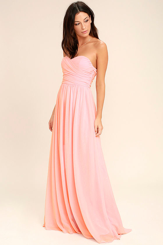 All Afloat Blush Pink Strapless Maxi Dress 2
