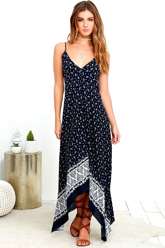 Boho Print Dress - Navy Blue Dress - High-Low Dress - $49.00 - Lulus