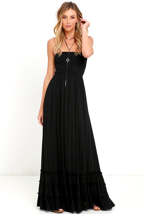 Lovely Black Dress - Strapless Dress - Maxi Dress - $78.00 - Lulus
