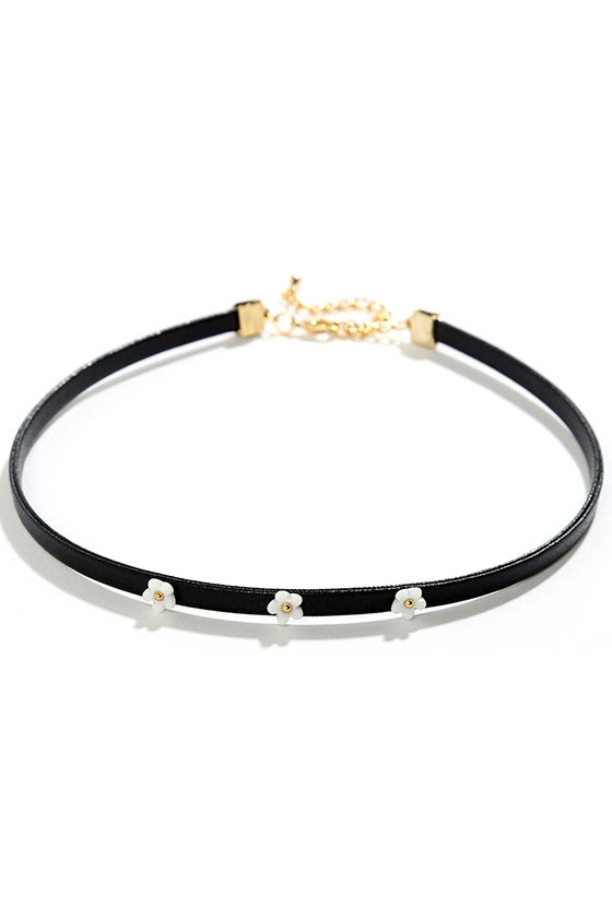 Daisy Choker - Black Choker Necklace - Vegan Leather Choker - $14.00 ...
