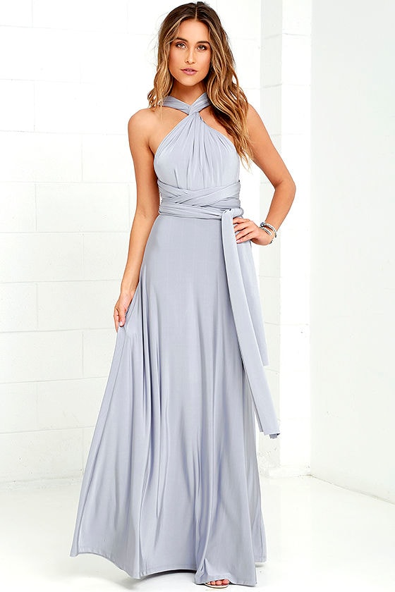 Pretty Maxi Dress - Convertible Dress - Light Grey Dress - Infinity ...