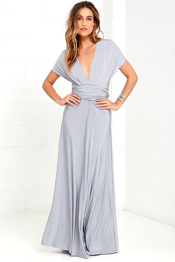 Always Stunning Convertible Light Grey Maxi Dress 2