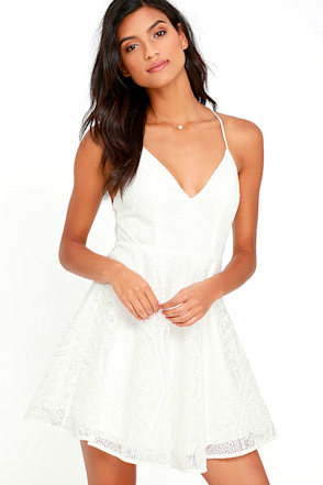 Lovely White Dress - Lace Dress - Embroidered Dress - Skater Dress - $54.00  - Lulus