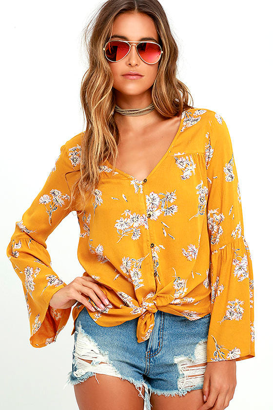 yellow floral top zara