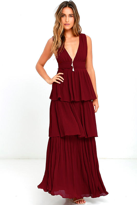 red tiered dress