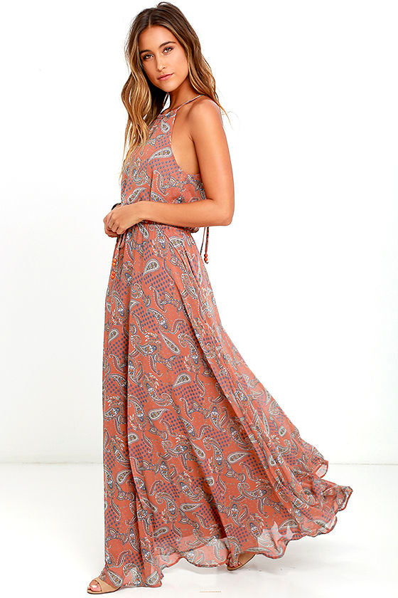 orange paisley dress