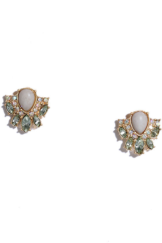 Tres Chic Grey Stone Earrings main image 1