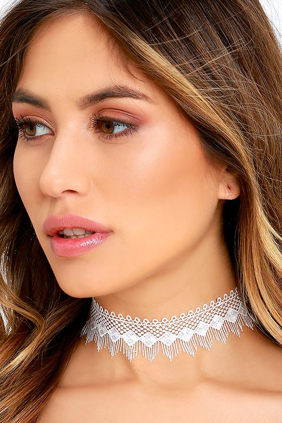 Sexy Lace Choker - White Choker - Fringe Choker - $16.00 - Lulus