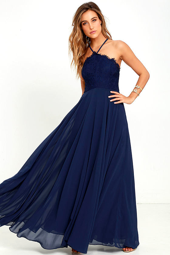 Stunning Navy Blue Dress Maxi Dress Halter Dress Stunning Navy Blue Dress Maxi Dress Halter Dress