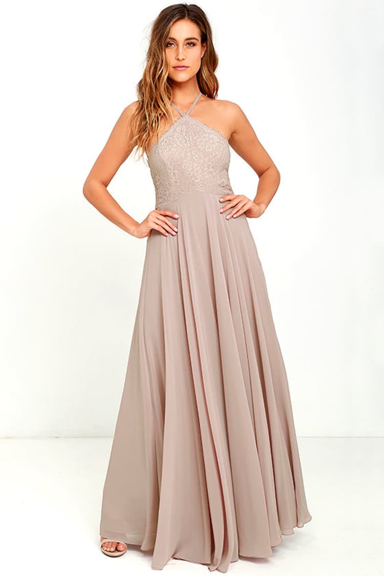Everlasting Enchantment Taupe Maxi Dress