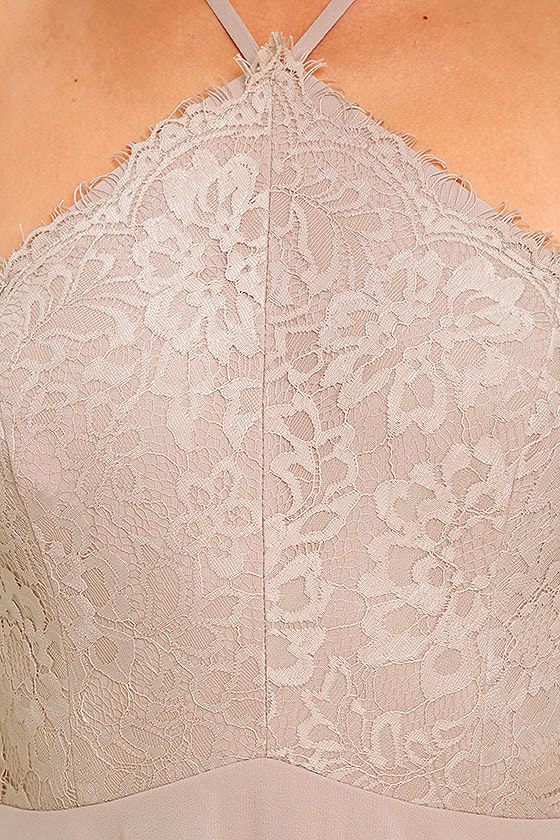 Stunning Taupe Dress - Maxi Dress - Halter Dress - Lace Dress - $84.00