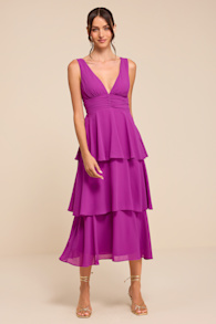 Celebration Time Purple Sleeveless Tiered Midi Dress 2