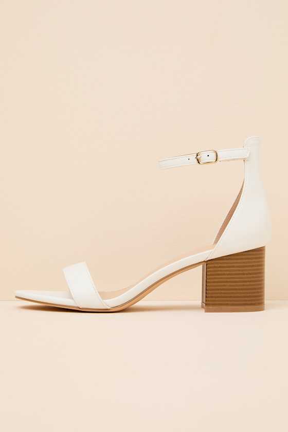 Harper White Ankle Strap Heels 2