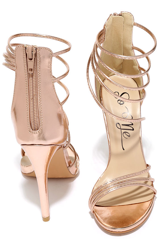 Downright Darling Rose Gold High Heel Sandals