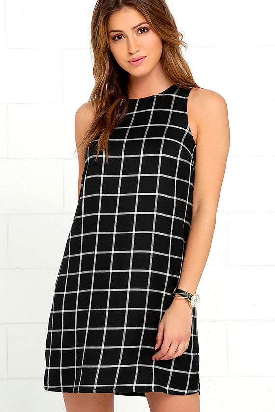 Black and white cheap grid dress