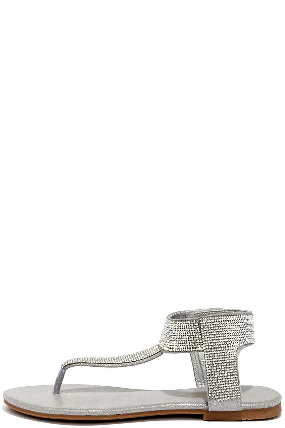 Stunning Silver Sandals - Rhinestone Sandals - Thong Sandals - $28.00 ...