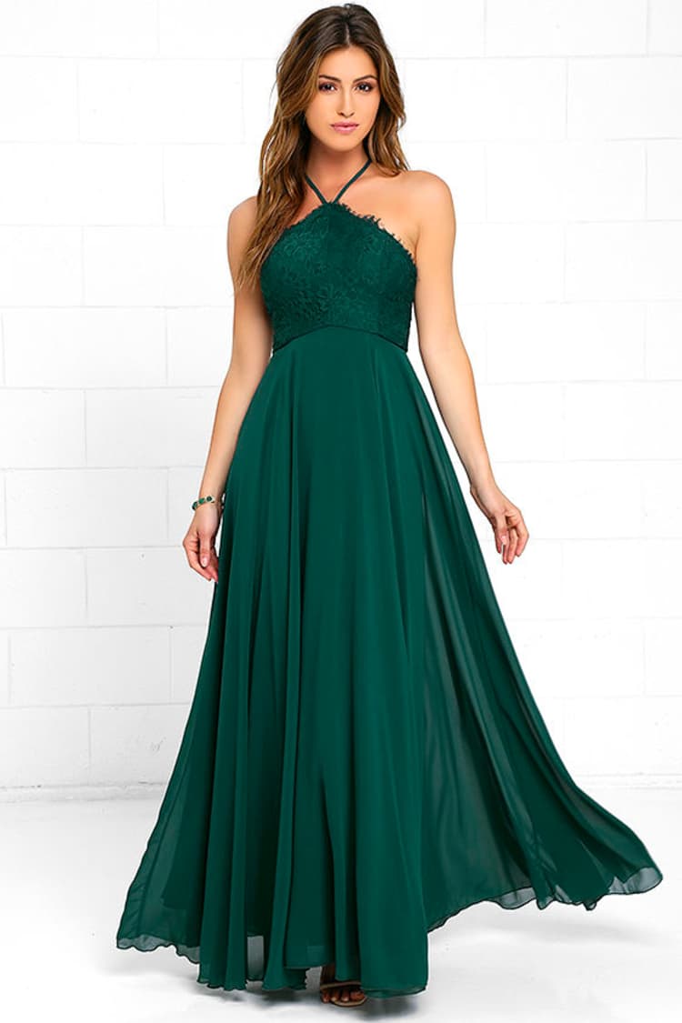 Stunning Dark Green Dress - Maxi Dress - Halter Dress - Lace Dress - $84.00 - Lulus Stunning Dark Green Dress - Maxi Dress - Halter Dress - Lace Dress - $84.00 - Lulus