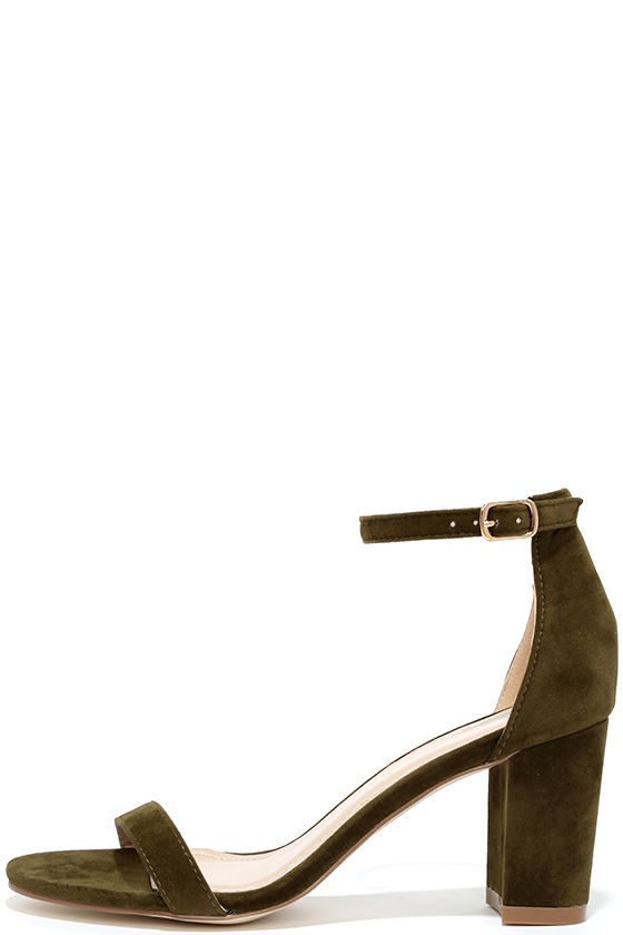 olive green heels with straps