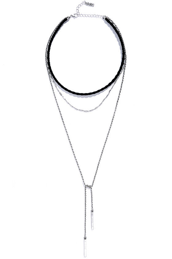 El Paso Black and Silver Layered Choker Necklace 2