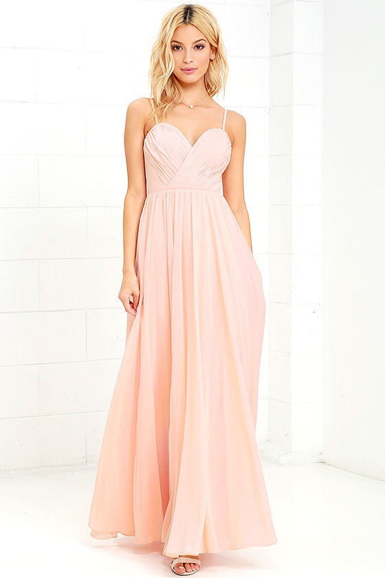 peach long dress