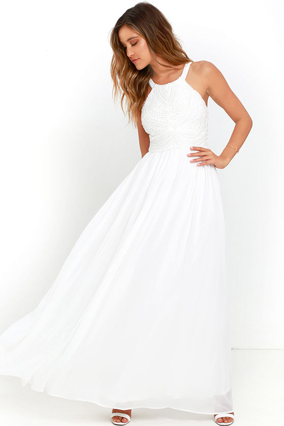 white ivory maxi dress