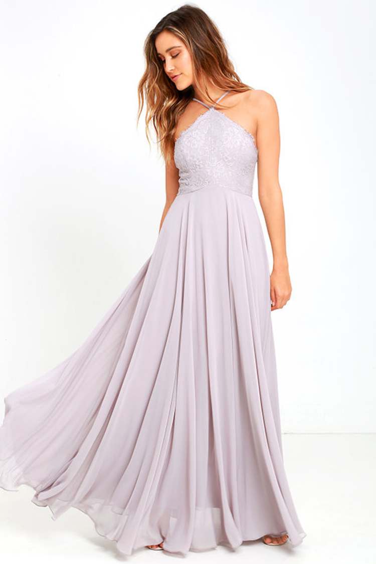 lulus everlasting enchantment maxi dress Stunning Grey Dress - Maxi Dress - Halter Dress - Lace Dress - $84.00