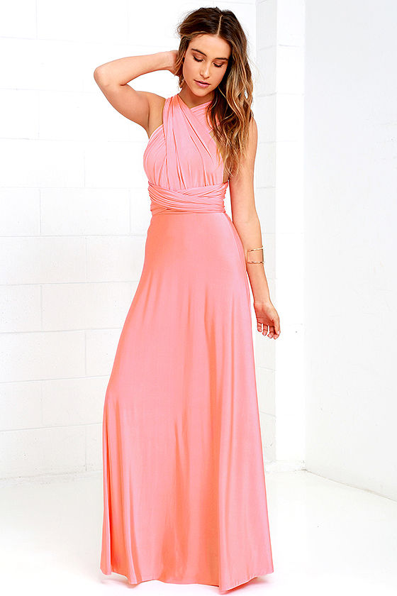 salmon pink infinity dress