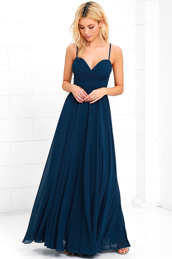 long gown navy blue