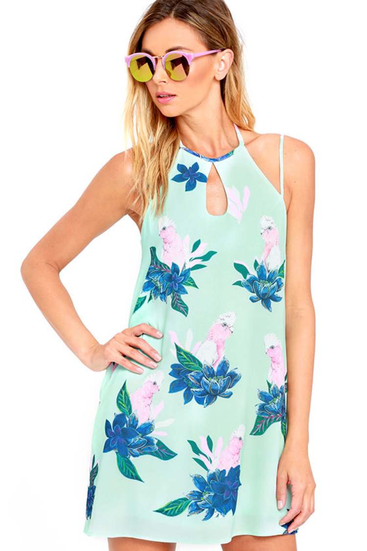 Mink Pink What a Galah - Mint Green Print Dress - Swing Dress - $79.00 -  Lulus