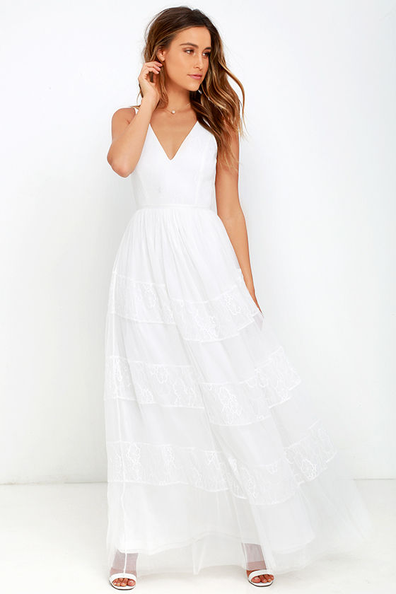 white maxi dress tulle
