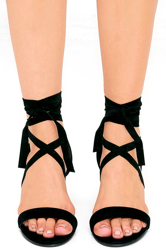 This Moment Black Suede Lace-Up Heels 2